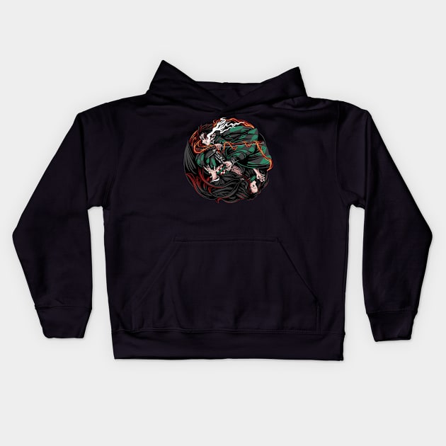 tanjiro nezuko fight form Kids Hoodie by BUSTLES MOTORCYCLE